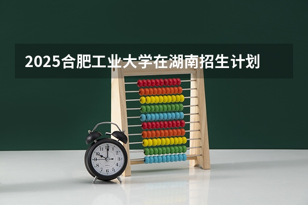 2025合肥工业大学在湖南招生计划（招生人数）